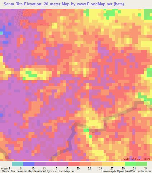 Santa Rita,Mexico Elevation Map