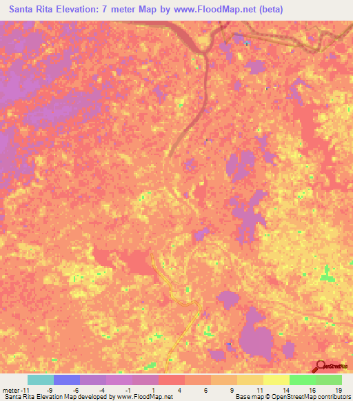 Santa Rita,Mexico Elevation Map