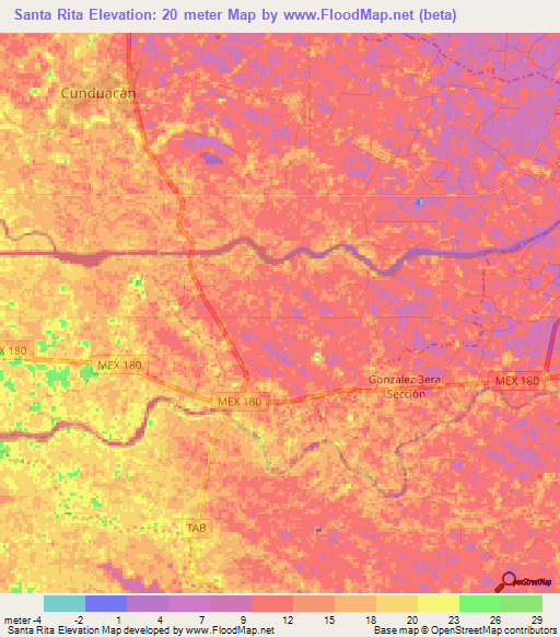 Santa Rita,Mexico Elevation Map