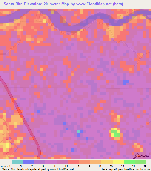 Santa Rita,Mexico Elevation Map