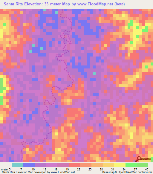 Santa Rita,Mexico Elevation Map