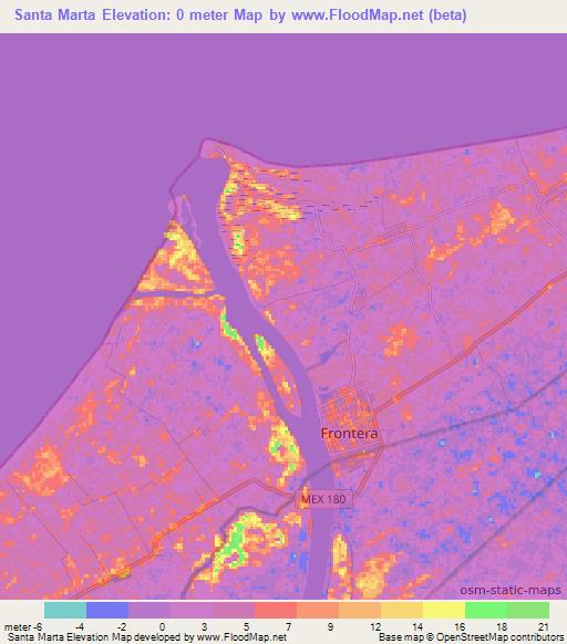 Santa Marta,Mexico Elevation Map