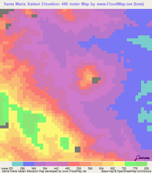 Santa Maria Xadani,Mexico Elevation Map