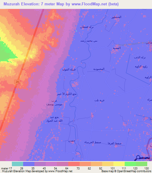 Muzurah,Egypt Elevation Map