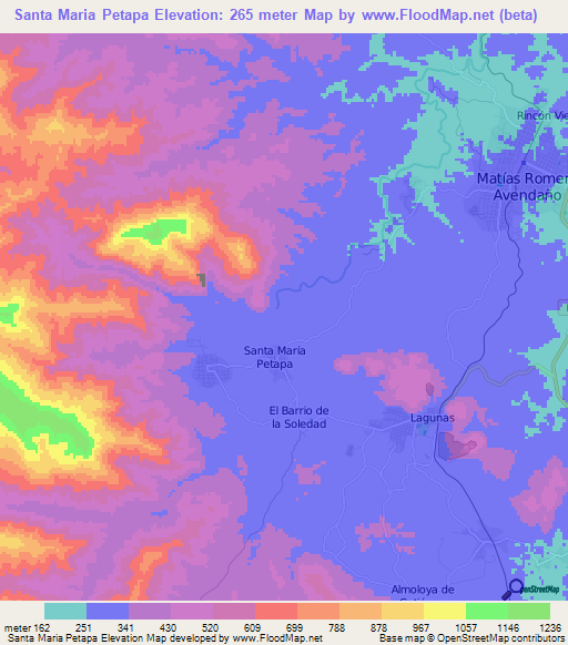 Santa Maria Petapa,Mexico Elevation Map