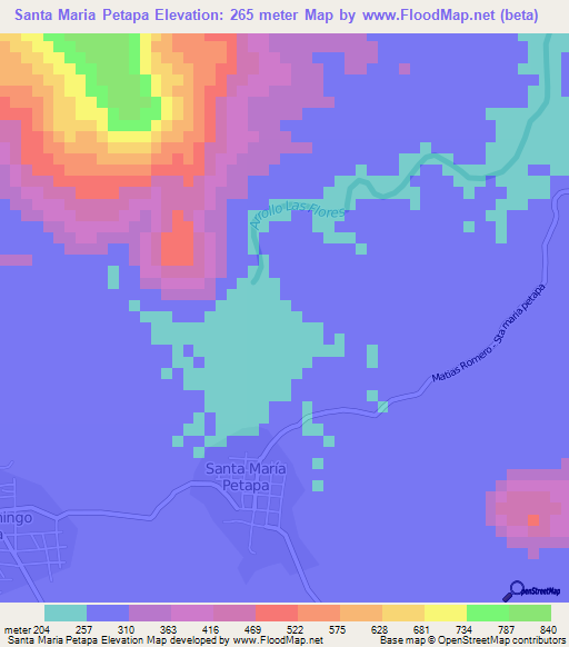 Santa Maria Petapa,Mexico Elevation Map