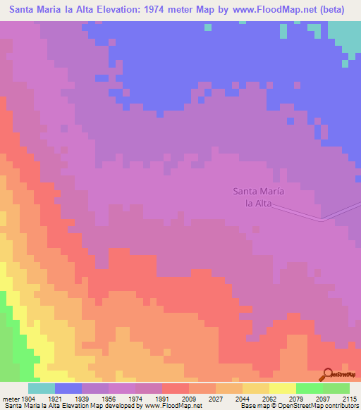 Santa Maria la Alta,Mexico Elevation Map