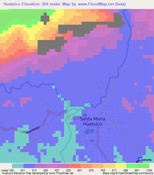 Huatulco,Mexico Elevation Map