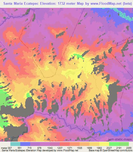 Santa Maria Ecatepec,Mexico Elevation Map