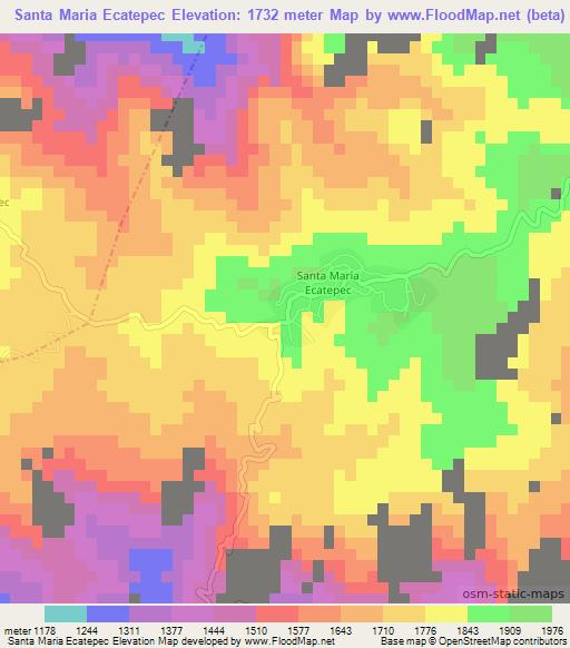 Santa Maria Ecatepec,Mexico Elevation Map