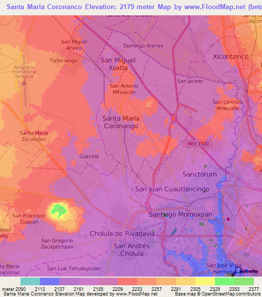 Santa Maria Coronanco,Mexico Elevation Map