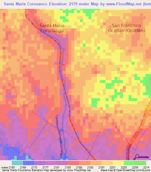 Santa Maria Coronanco,Mexico Elevation Map