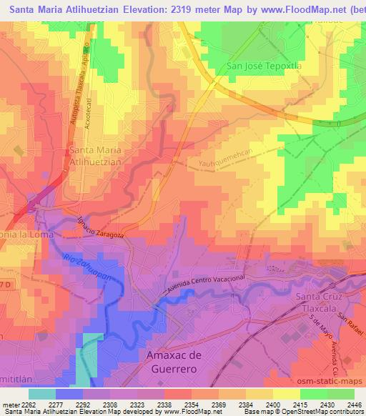 Santa Maria Atlihuetzian,Mexico Elevation Map