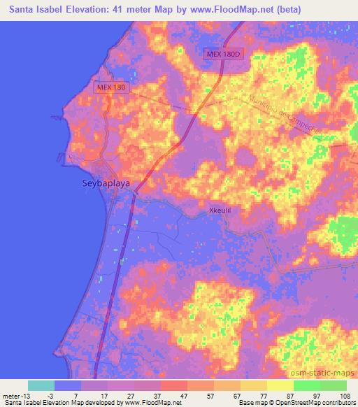 Santa Isabel,Mexico Elevation Map