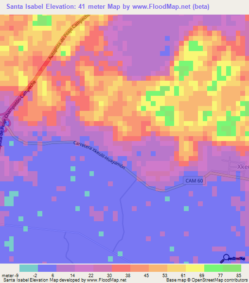 Santa Isabel,Mexico Elevation Map