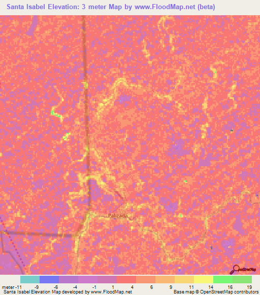 Santa Isabel,Mexico Elevation Map