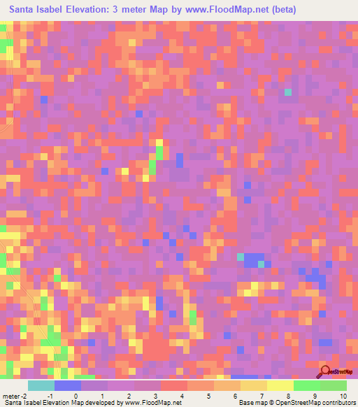 Santa Isabel,Mexico Elevation Map