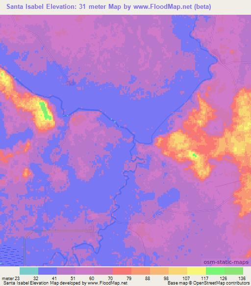 Santa Isabel,Mexico Elevation Map