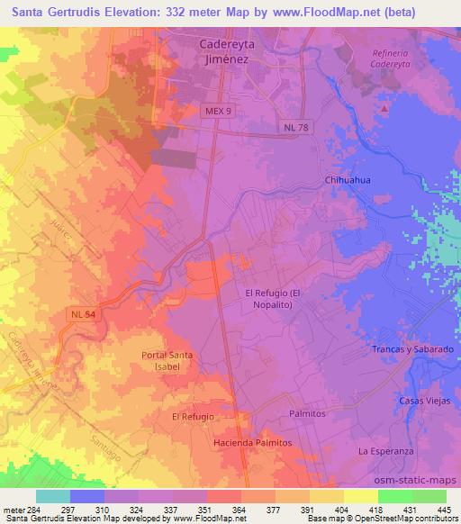 Santa Gertrudis,Mexico Elevation Map