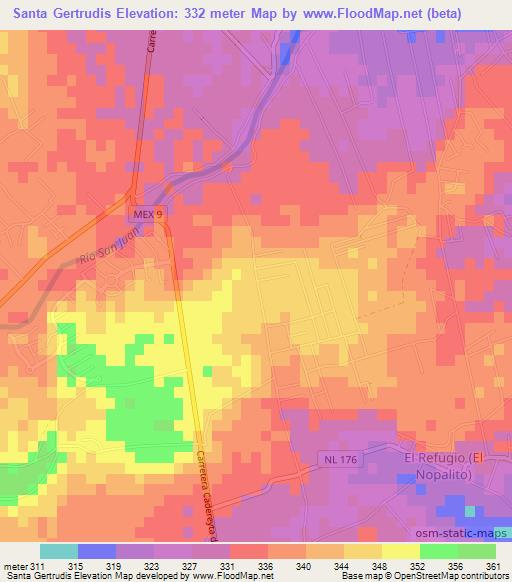 Santa Gertrudis,Mexico Elevation Map