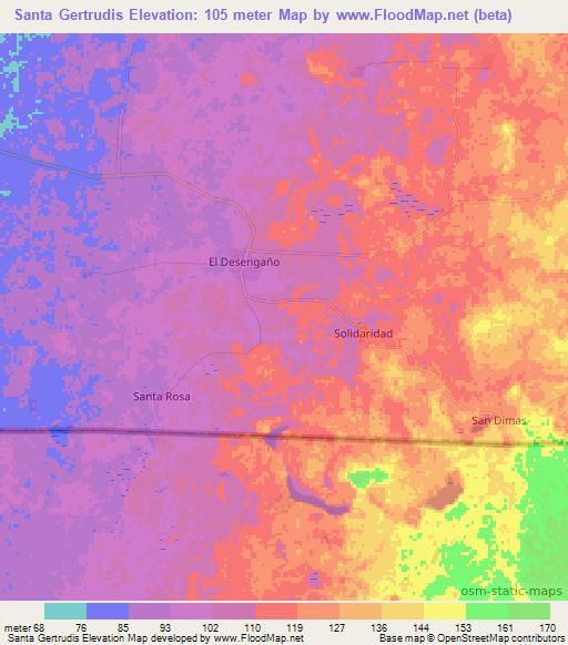 Santa Gertrudis,Mexico Elevation Map