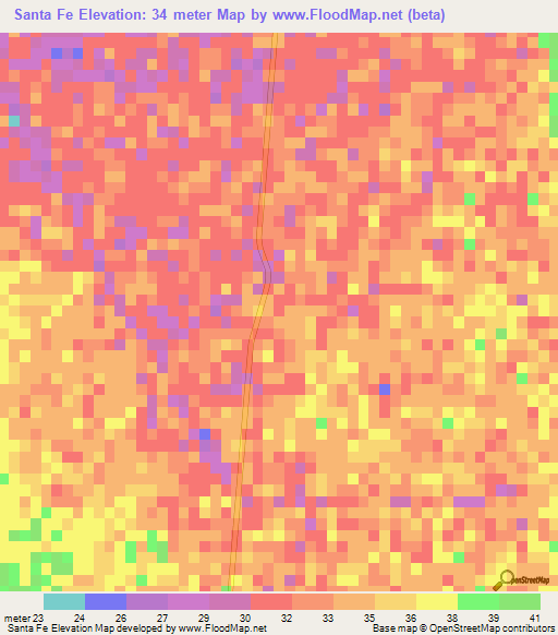 Santa Fe,Mexico Elevation Map