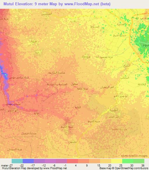 Mutul,Egypt Elevation Map