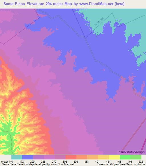 Santa Elena,Mexico Elevation Map