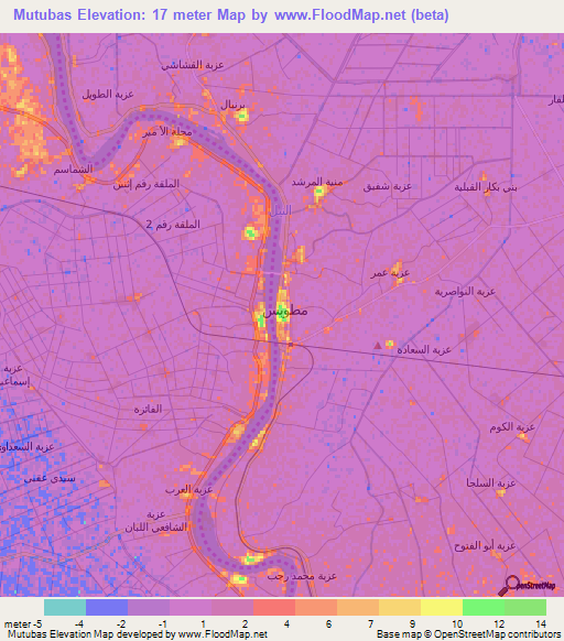 Mutubas,Egypt Elevation Map