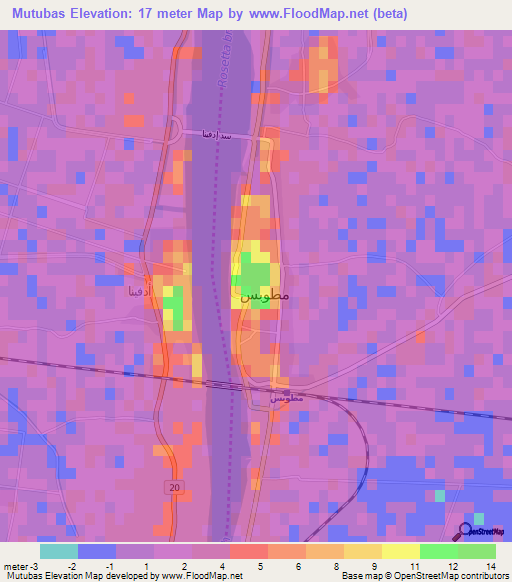 Mutubas,Egypt Elevation Map