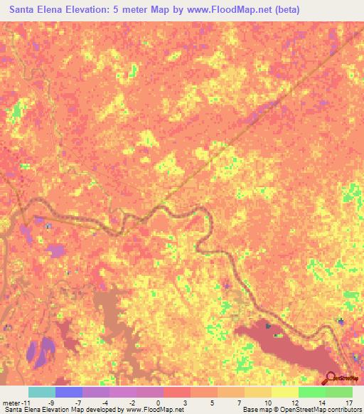 Santa Elena,Mexico Elevation Map