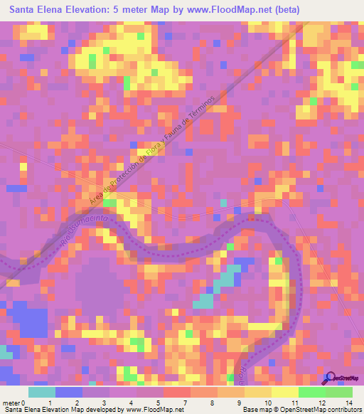 Santa Elena,Mexico Elevation Map