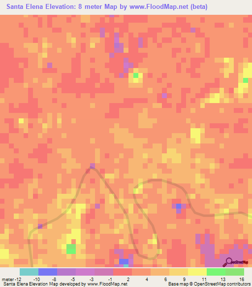 Santa Elena,Mexico Elevation Map