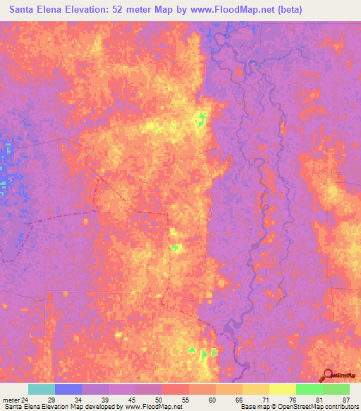 Santa Elena,Mexico Elevation Map