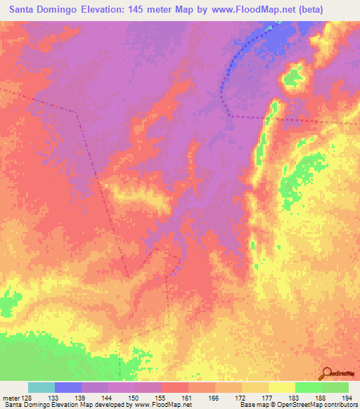 Santa Domingo,Mexico Elevation Map