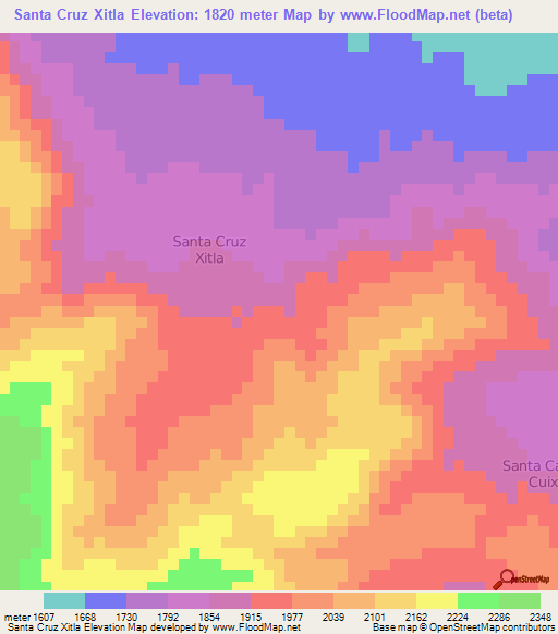 Santa Cruz Xitla,Mexico Elevation Map