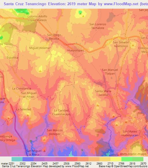 Santa Cruz Tenancingo,Mexico Elevation Map