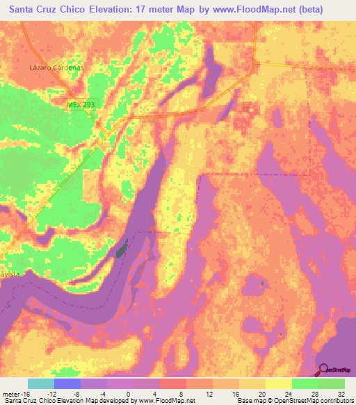 Santa Cruz Chico,Mexico Elevation Map