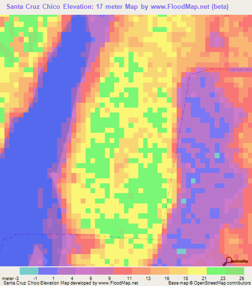 Santa Cruz Chico,Mexico Elevation Map