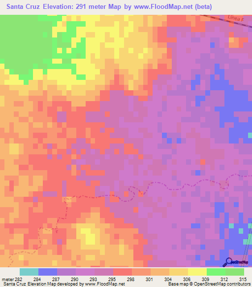 Santa Cruz,Mexico Elevation Map