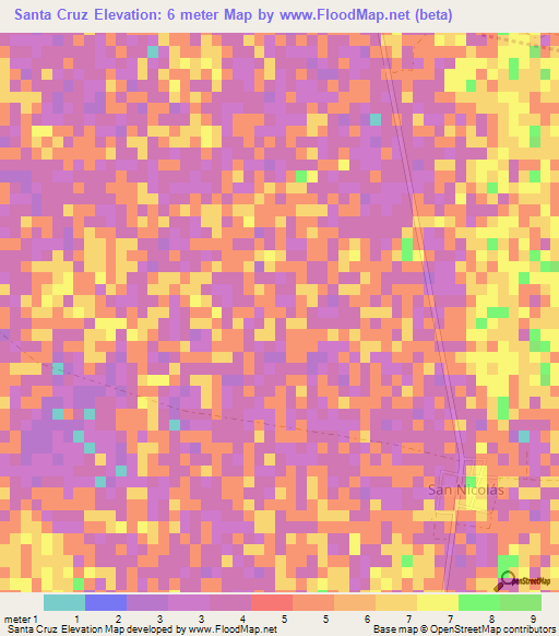 Santa Cruz,Mexico Elevation Map