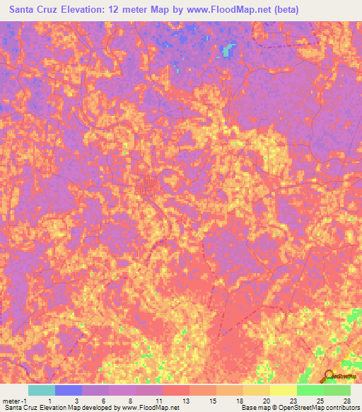 Santa Cruz,Mexico Elevation Map