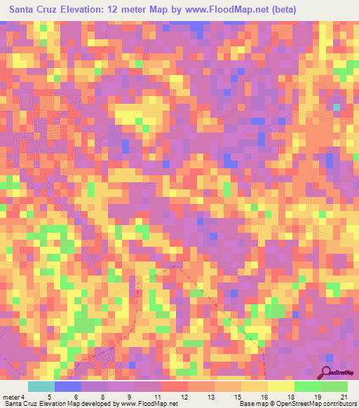 Santa Cruz,Mexico Elevation Map