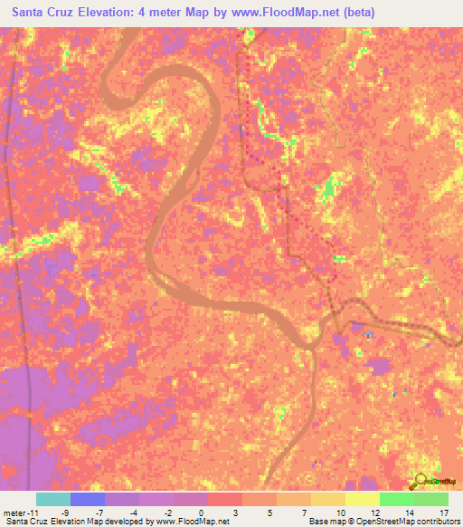 Santa Cruz,Mexico Elevation Map