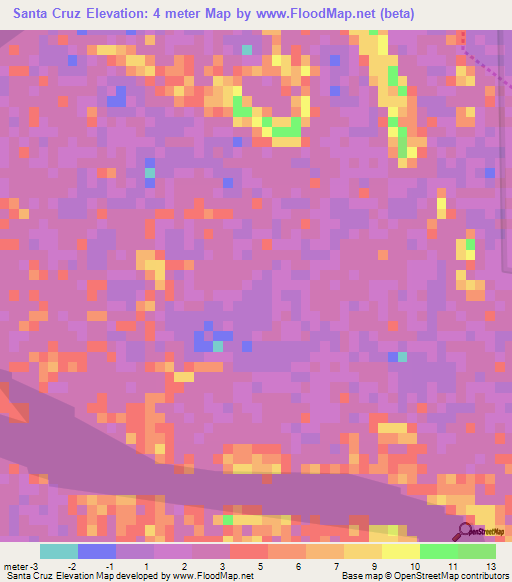 Santa Cruz,Mexico Elevation Map