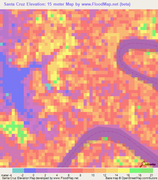 Santa Cruz,Mexico Elevation Map