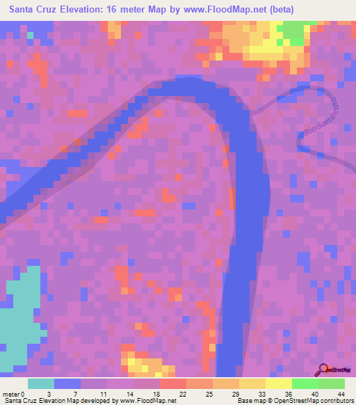 Santa Cruz,Mexico Elevation Map