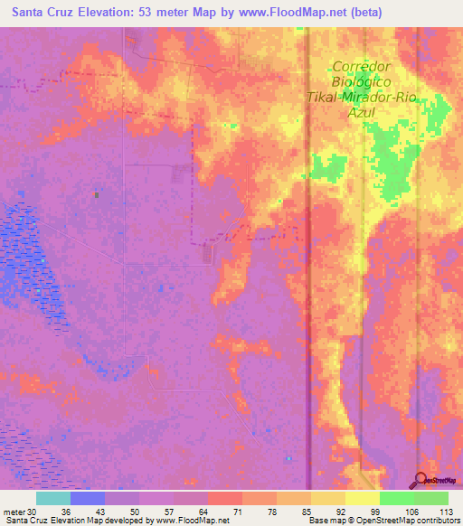 Santa Cruz,Mexico Elevation Map