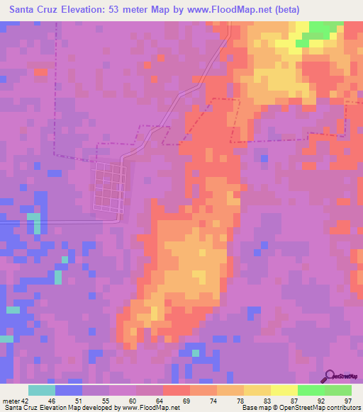 Santa Cruz,Mexico Elevation Map