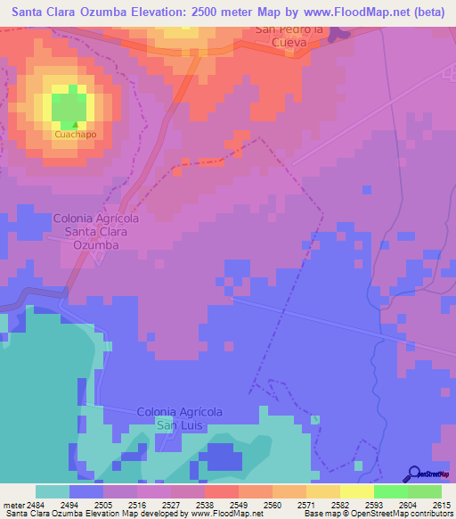 Santa Clara Ozumba,Mexico Elevation Map